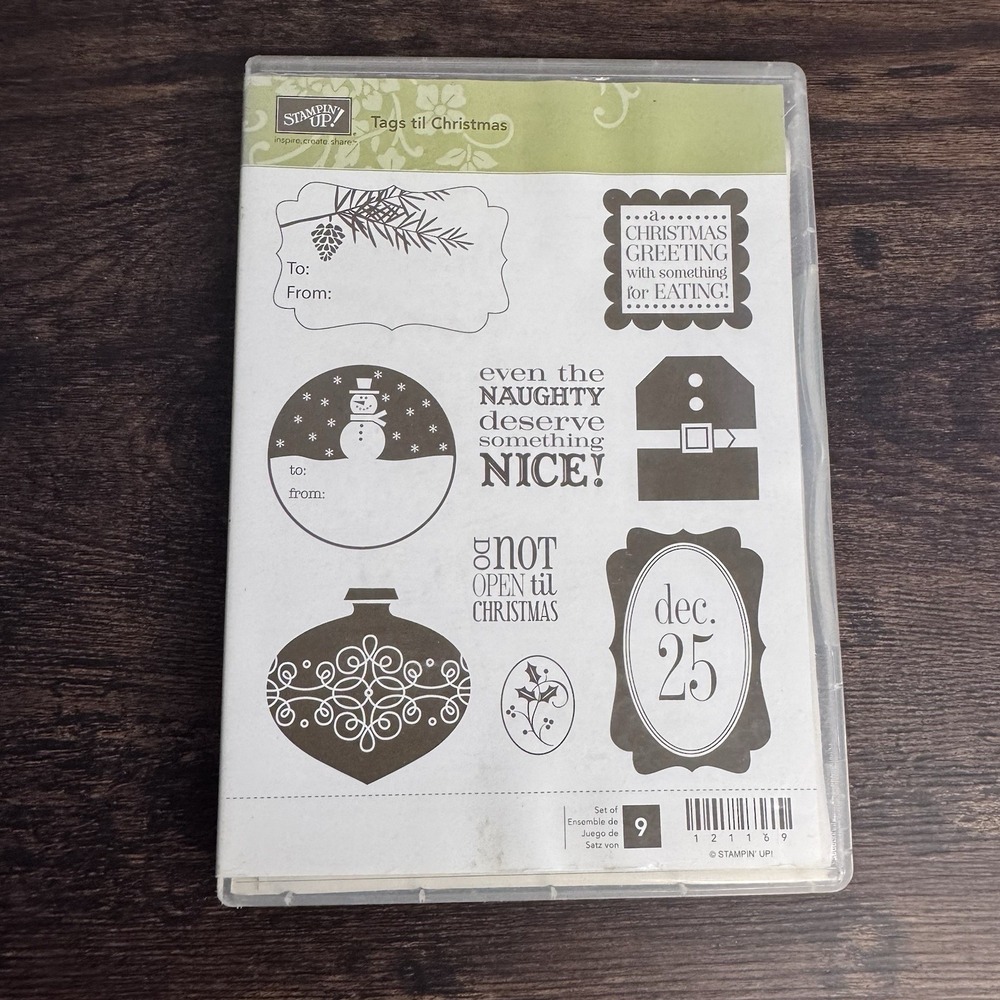New Stampin' Up Tags Til Christmas Retired Unmounted Rubber Stamp Set